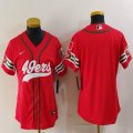 Women Nike San Francisco 49ers blank red baseball jerseys Joint name-BD 05