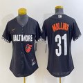 Women Nike Baltimore Orioles #31 Cedric Mullins black majestic baseball jersey-BD 03