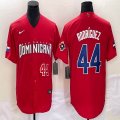 2023 World Cup Dominican Republic's #44 Alex Rodriguez red majestic baseball jerseys 03