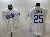 Los Angeles Dodgers #25 Tommy Edman white majestic baseball Jersey