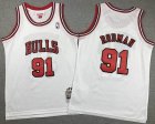 Youth Chicago Bulls #91 Dennis Rodman white Throwback nba basketball jerseys -XD