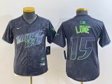 Youth Nike Tampa Bay Rays #15 Lowe black majestic baseball jersey city version 04