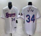 Nike Texas Rangers #34 Nolan Ryan white majestic baseball jerseys whith champions patch 03