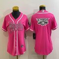 Women Nike Philadelphia Eagles blank pink baseball jerseys Joint name-BD 01