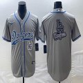 Nike Los Angeles Dodgers blank gray majestic baseball MLB jerseys -BD 05