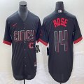 Nike Cincinnati Reds #14 Pete Rose black majestic baseball jerseys Joint name-BD 04