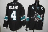 San Jose Sharks 4# Rob Blake Black NHL Jerseys C Patch