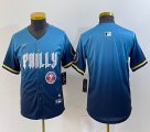 Youth Nike Philadelphia Phillies blank blue majestic baseball jerseys city version 01