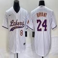 Nike Los Angeless Lakers #8 and #24 Kobe Bryant white baseball jerseys Joint name-BD 01