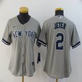 Women Nike New York Yankees 2# Derek Jete gray majestic baseball jerseys