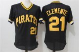 Pittsburgh Pirates 21 Roberto Clemente Black throwback baseball jersey