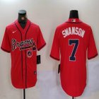 Nike Atlanta Braves Dansby Swanson red majestic baseball jerseys 01