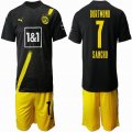 2020-2021 Dortmund club #7 SANCHO black yellow soccer jersey away