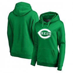 Women\'s Cincinnati Reds Fanatics Branded Kelly Green St. Patrick\'s Day White Logo Pullover Hoodie