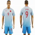 2016 Turkey team TOSUN #9 skyblue soccer jersey away