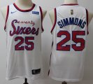 Nike Philadelphia 76ers #25 Ben Simmons white basketball Jersey-S8