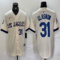 Nike Los Angeles Dodgers #31 Tyler Glasnow beige fashion MLB baseball Jersey 01