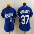 Women Nike Los Angeles Dodgers #37 Enrique Hernandez blue majestic baseball jerseys 02