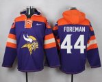 Custom Nike Minnesota Vikings #Foreman #44 purple orange nfl Hooded Sweatshirt