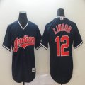 Cleveland Indians #12 Francisco Lindor dark blue majestic baseball jerseys