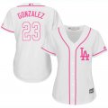 2017 Women Los Angeles Dodgers Adrian Gonzalez 23# white majestic mlb jersey