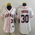 Women Nike Houston Astros #30 Kyle Tucker white baseball jerseys -BD 01