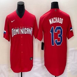 2023 World Cup Dominican Republic\'s #13 Manny Machado red majestic baseball jerseys 06