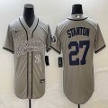 Nike New York Yankees #27 Giancarlo Stanton gray majestic baseball Jersey Joint name 01