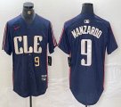 Nike Cleveland Indians #9 Kyle Manzardo blue majestic baseball jersey -BD 01