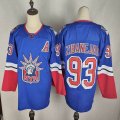 New York Rangers #93 Mika Zibanejad blue red hockey jersey -FH