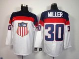 2014 NHL United States team MILLER 30 white hockey jerseys