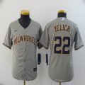 Youth Nike Milwaukee Brewers #22 Christian Yelich gray majestic baseball Jersey