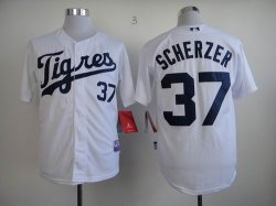 Detroit Tigers 37 Scherzer White throwback mlb jerseys