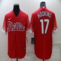 Nike Philadelphia Phillies #17 Rhys Hoskins red majestic Baseball Jersey Gradient -BD