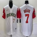 2023 World Cup Mexico #7 Julio Urias white red majestic baseball jerseys 35