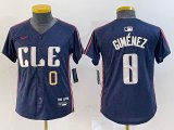 Youth Nike Cleveland Indians #0 Andres Gimenez blue majestic baseball jersey -BD 01