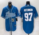 Nike Detroit Lions #97 Aidan Hutchinson blue baseball Joint name -BD 01