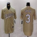 Nike Los Angeles Dodgers #3 Chris Taylor beige throwback majestic baseball Jerseys-BD 01