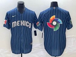 2023 World Cup Mexico blank blue majestic baseball jerseys-BD 06