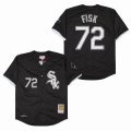 Chicago White Sox #72 Carlton Fisk black 1993 throwback baseball jersey