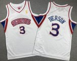 Youth Philadelphia 76ers 3# Allen Iverson white throwback nba jersey-XD