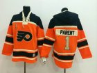 Philadelphia Flyers #1 Bernie Parent Orange Ice Hockey Hooded Sweatshirt