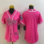 Women Nike Detroit Lions blank pink baseball jerseys Joint name-BD