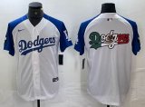 Los Angeles Dodgers blank Nike white blue fashion majestic baseball Jersey big logo-BD 01