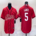 Nike San Francisco 49ers #5 Trey Lance red baseball jerseys Joint name-BD