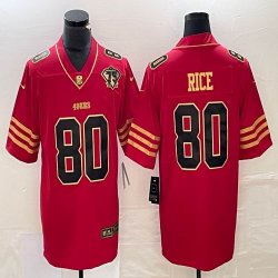 Nike 49ers #80 Jerry Rice Red Color Rush Limited Jersey with 75th patch-BD