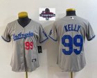 Women 2024 World Series Champions patch Los Angeles Dodgers #99 Kelly Nike gray majestic baseball Jersey-BD 06