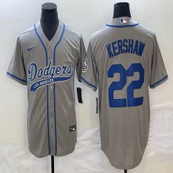 Nike Los Angeles Dodgers #22 Clayton Kershaw gray majestic baseball Jerseys Joint name -BD