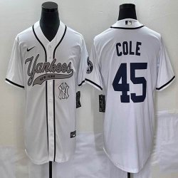 Nike New York Yankees #45 Gerrit Cole white majestic baseball Jersey Joint name 01