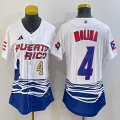 Women Puerto Rico Baseball #4 Yadier Molina White 2023 World Baseball Classic Replica Player Jersey 02